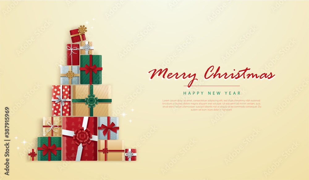 gifts box in Christmas tree shape and space for writing vector illustration 