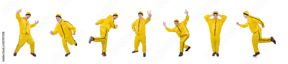 Man in yellow suit isolated on white Man in yellow suit isolated on white