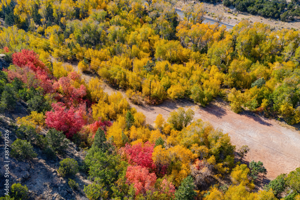 Aerial sunny view of beautiful fall color around Brian Head area Aerial sunny view of beautiful fall color around Brian Head area