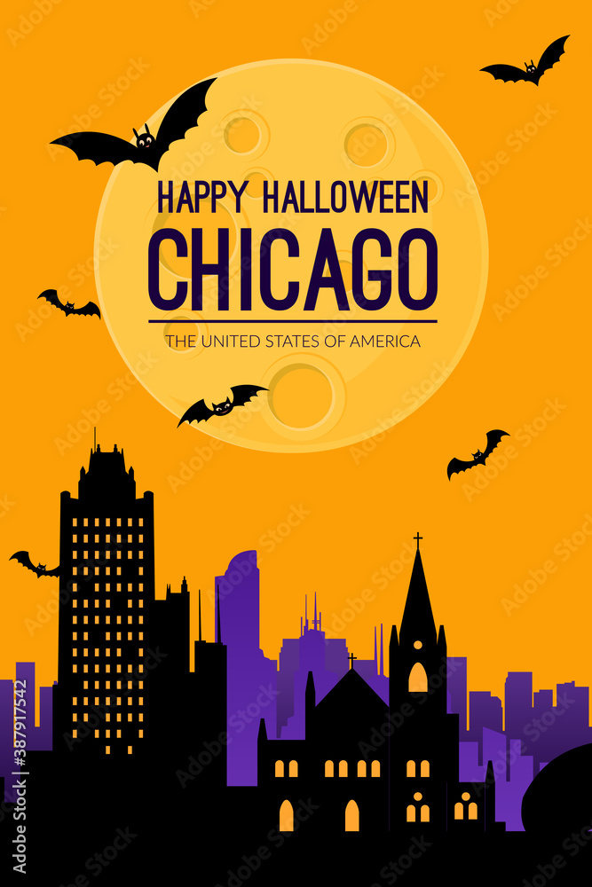 Chicago, USA. Halloween holiday background.