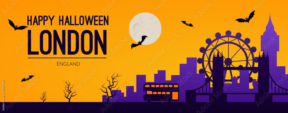 London, UK Halloween holiday background - obrazy, fototapety, plakaty 