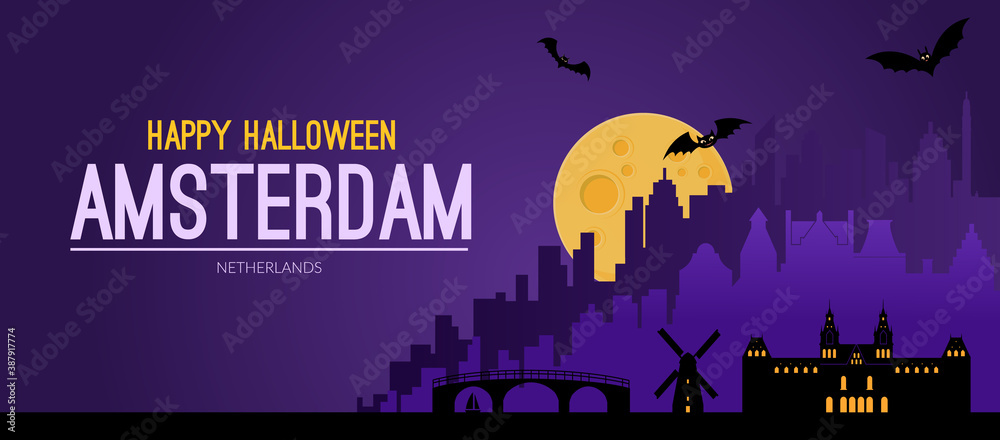 Amsterdam, Netherlands Halloween background