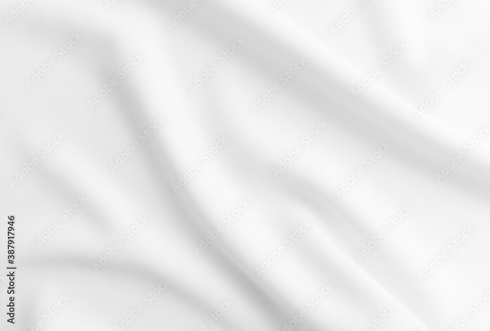 Rippled white cloth background. Fabric texture.