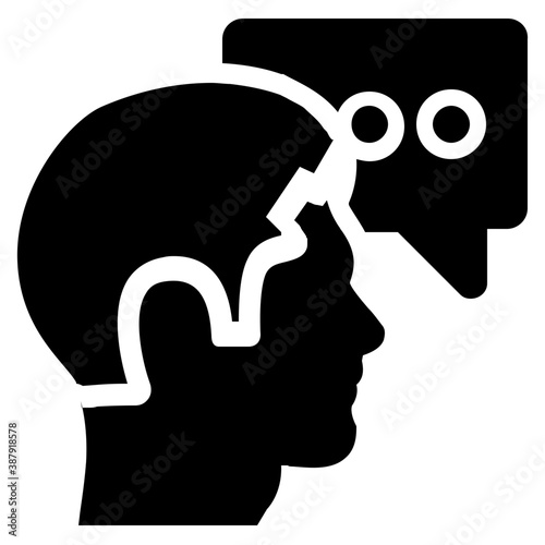 
A man with side face view and speech bubble, talking person 

