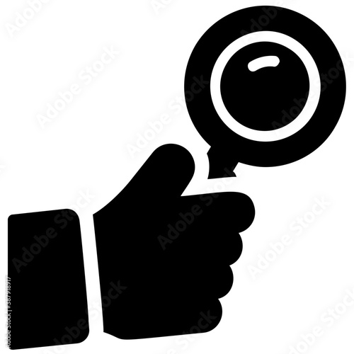 
A magnifier with pie graph depicting statistical analysis 
