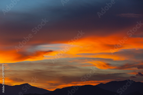 view of dawning sky and sun rise ; nature background