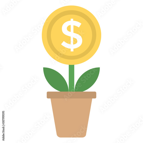 
A pot plant with money growth showing business growth

