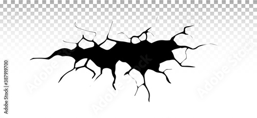 Ground cracks. Earthquake and ground cracks, hole effect, craquelure and damaged wall texture. Vector illustrations for earthquake, crash, destruction.