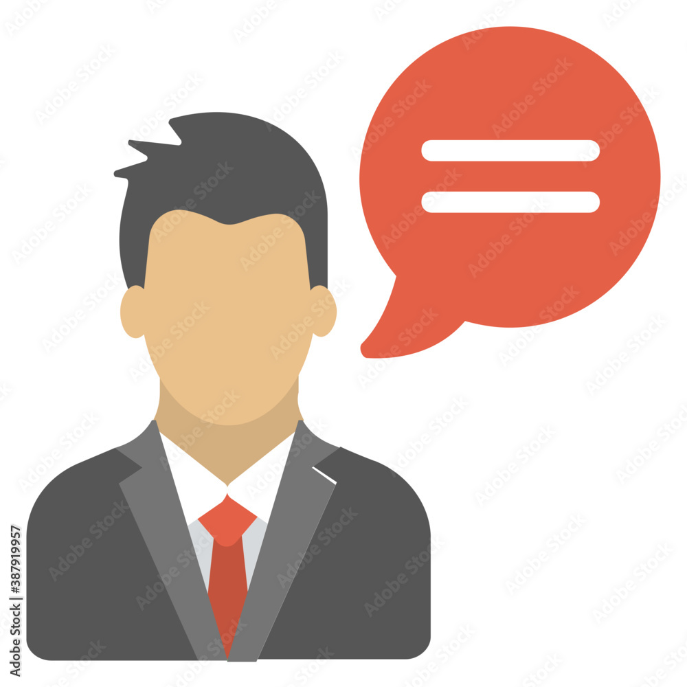 A person with a speech sign indication spokesman, flat icon design
A person with a speech sign indication spokesman, flat icon design