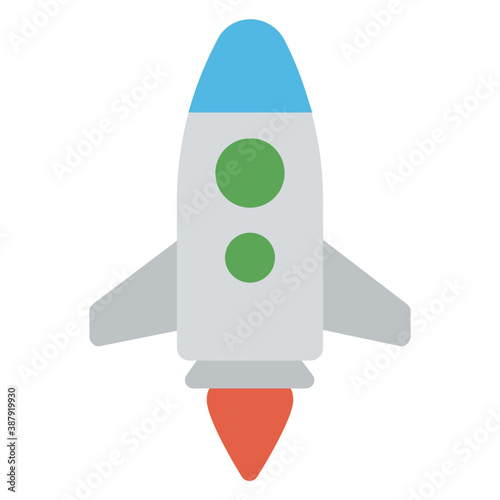  Business startup rocket launch, flat icon image 