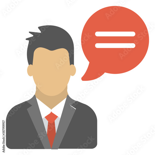 
A person with a speech sign indication spokesman, flat icon design
