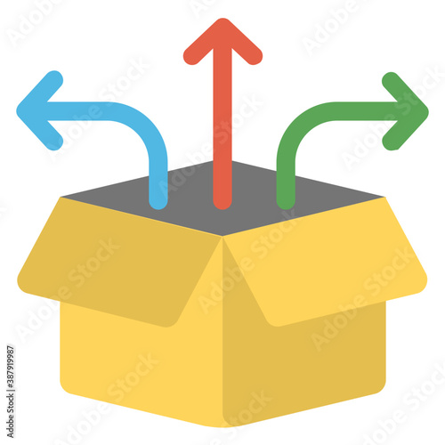 
An arrow sign directing towards a package, icon as a whole describing order processing 
