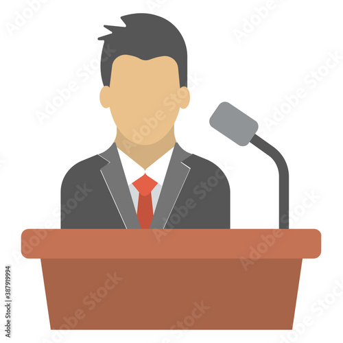 
A person with a speech sign indication spokesman, flat icon design
