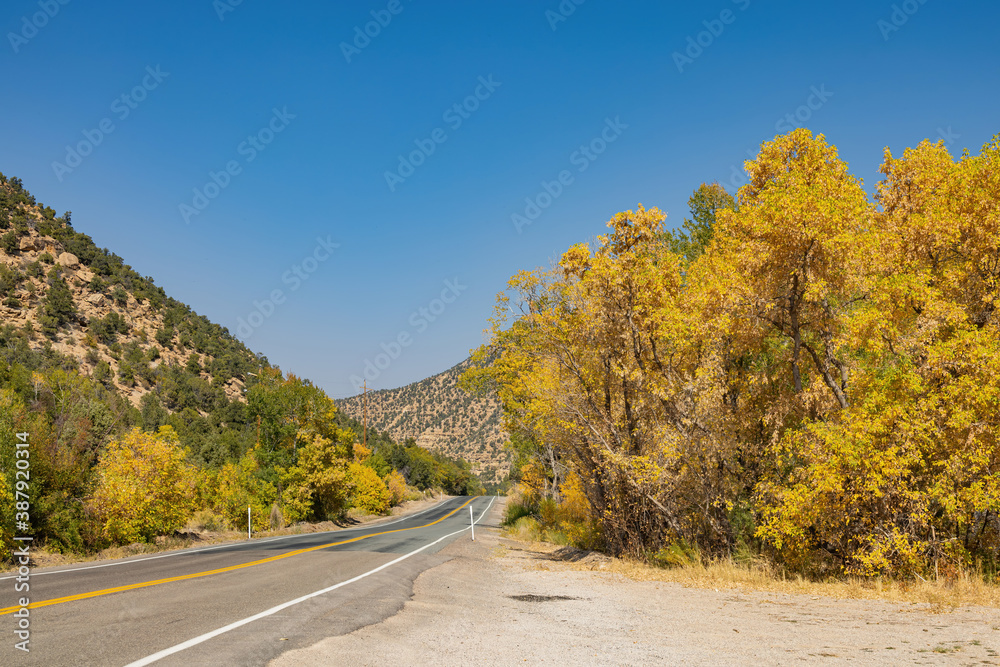 Sunny view of beautiful fall color around Parowan Canyon Sunny view of beautiful fall color around Parowan Canyon