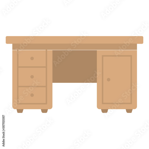 
An icon embedded with study lamp and monitor on office desk showing workplace concept
