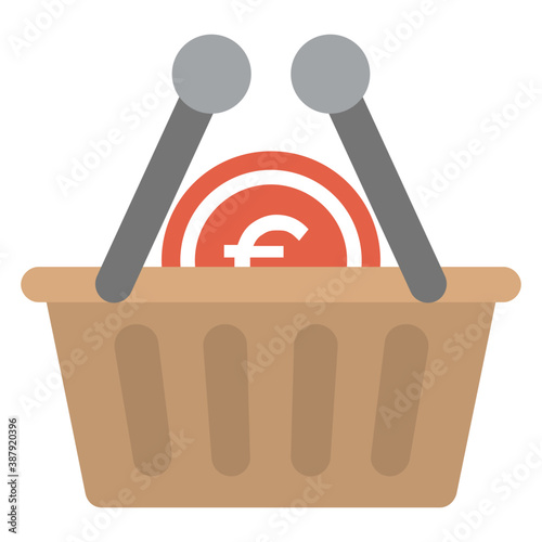
Euro currency inside shopping basket, ecommerce element 
