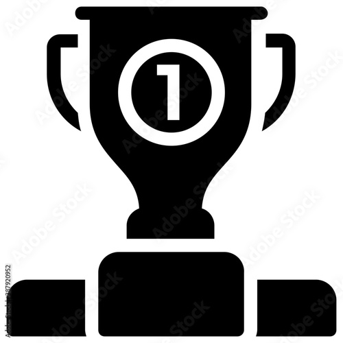 
A golden trophy over winners pedestal for first runner up
