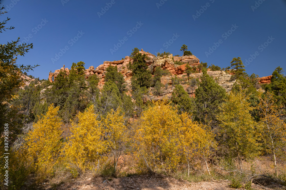 Sunny view of beautiful fall color around Parowan Canyon Sunny view of beautiful fall color around Parowan Canyon