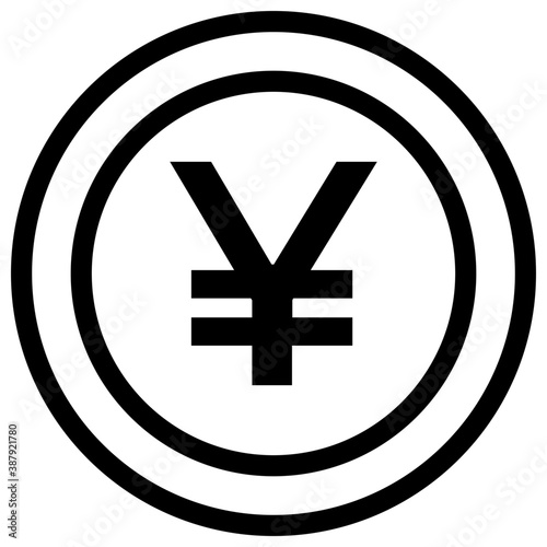 
A japanese currency sign, yen coin 
