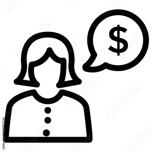 
A person with a speech sign indication spokesman, flat icon design
