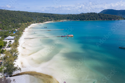 An aerial view of Rong Samloem island (Koh Rong Samloem), Cambodia photo