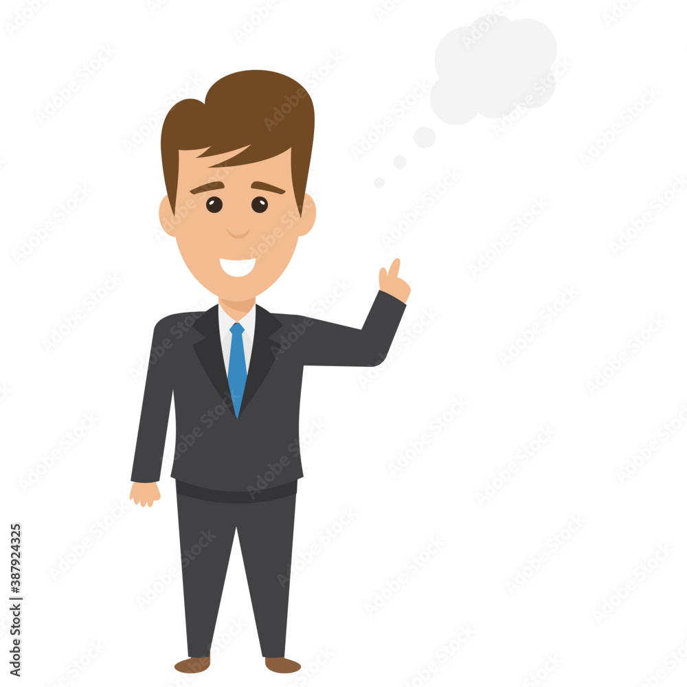 Businessman is thinking about something with thinking bubble
Businessman is thinking about something with thinking bubble