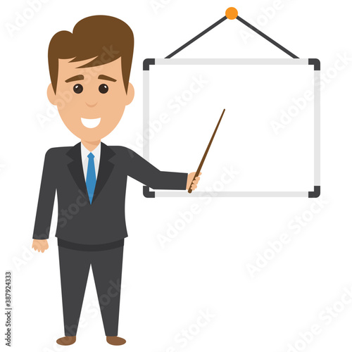 
Project manager at whiteboard giving presentation
