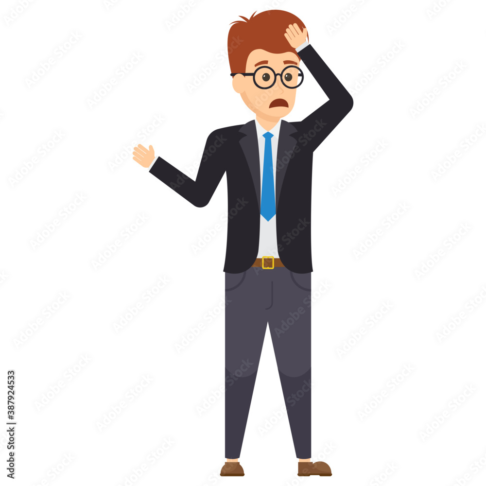 Human avatar of manager in office suiting with sad, worried and upset gestures on his face
Human avatar of manager in office suiting with sad, worried and upset gestures on his face