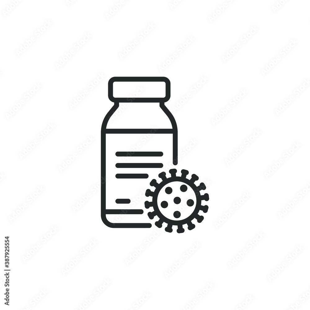 Vaccine for COVID-19 line icon concept isolated on white background. Vector illustration