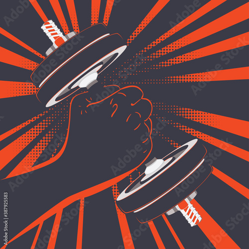 Hand with dumbbells design
