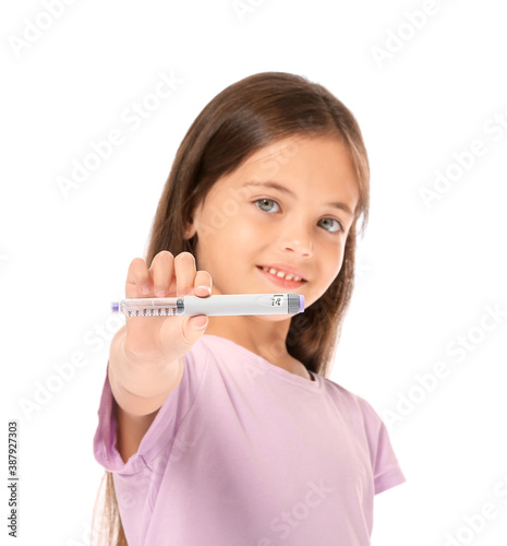 Little diabetic girl with i...