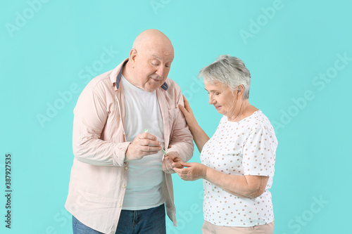 Senior diabetic couple with...