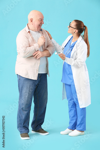 Doctor checking blood sugar...