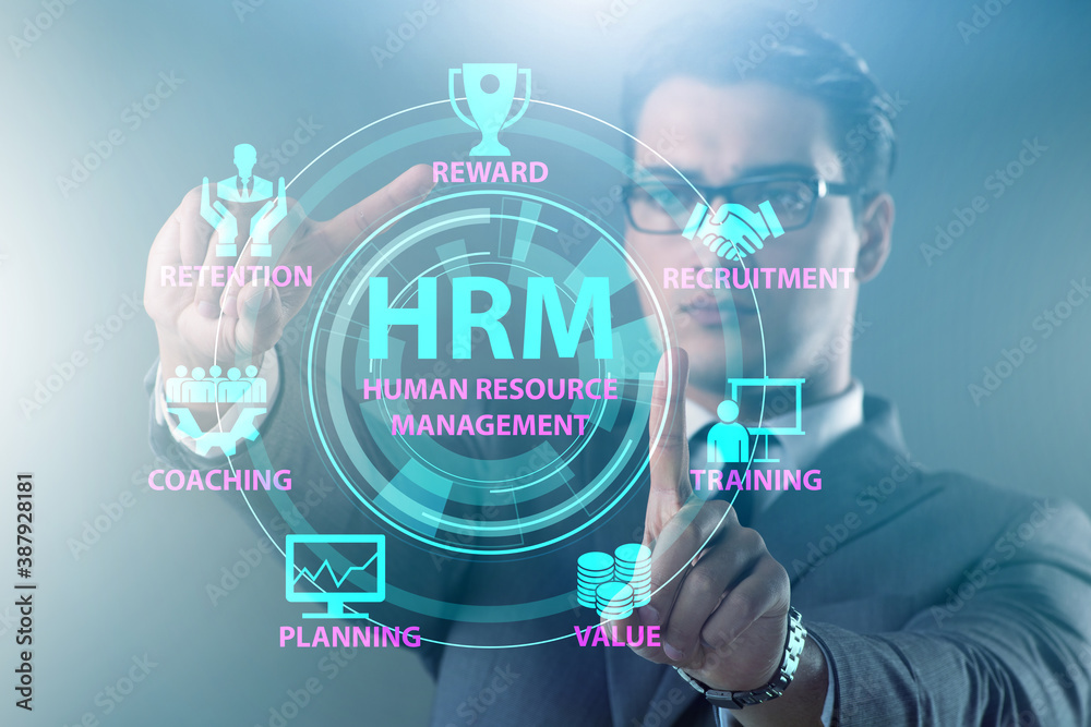 Fototapeta premium HRM - Human resource management concept with businessman