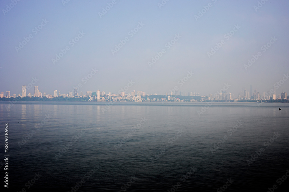 Marine Drive Mumbai Skyline against the sea Marine Drive Mumbai Skyline against the sea
