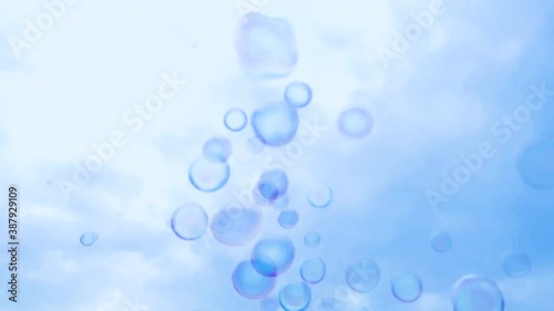 Abstract and beautiful blue soap bubble video photo