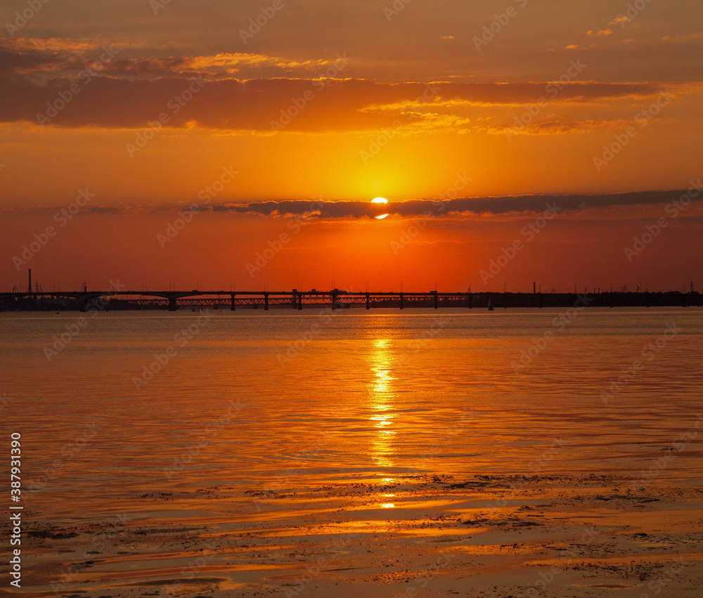 Industrial landscape at sunset