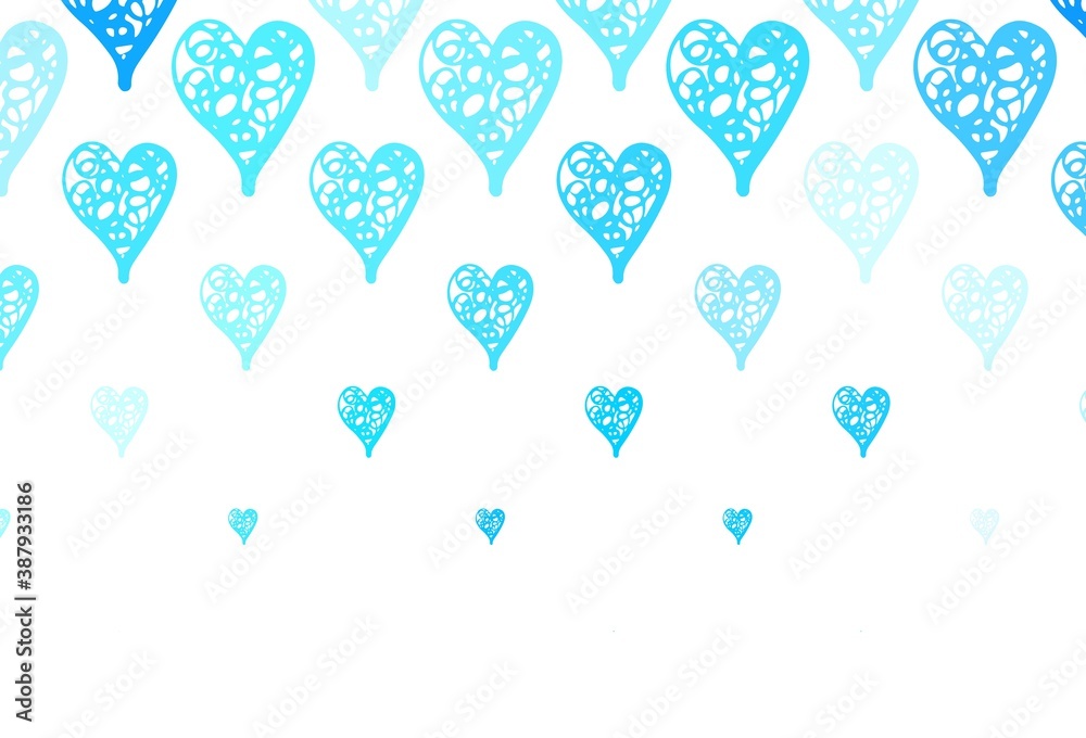 Fototapeta premium Light BLUE vector backdrop with sweet hearts.