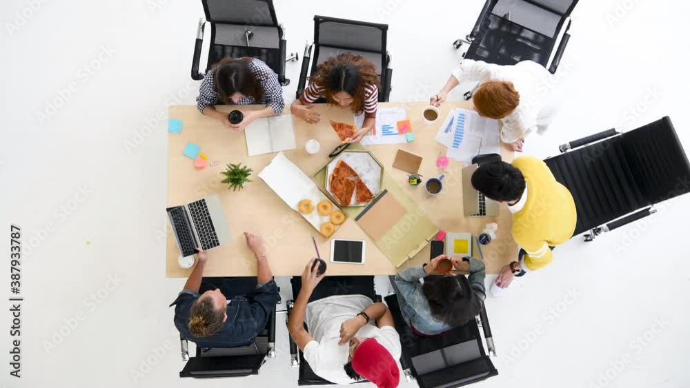 Top view of Group of business people are chatting during break time in office