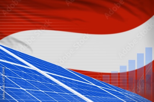 Austria solar energy power digital graph concept - green natural energy industrial illustration. 3D Illustration