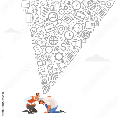 Mentoring concept. Giving advice for career success. Guidance in business. Support and motivation. Isolated flat vector illustration