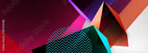 Low poly 3d geometric shapes, minimal abstract background. Vector illustrations for covers, banners, flyers and posters and other