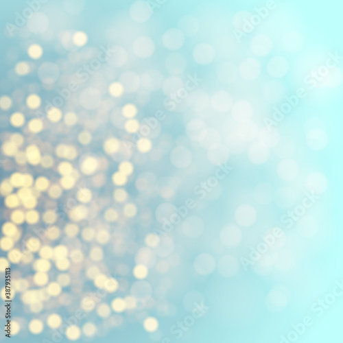 Vector abstract festive background with blurred lights. Christmas decorative backdrop with glowing bokeh and defocused glitter effect. 