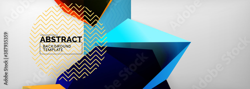 Low poly 3d geometric shapes, minimal abstract background. Vector illustrations for covers, banners, flyers and posters and other