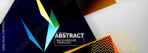 Low poly 3d geometric shapes, minimal abstract background. Vector illustrations for covers, banners, flyers and posters and other