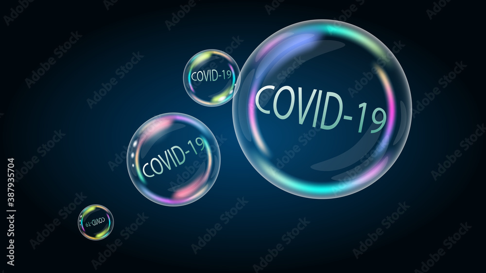 Covid-19 Coronavirus is a bloated problem in the soap bubble. Fake news will burst soon and destroyed. Vector EPS10.