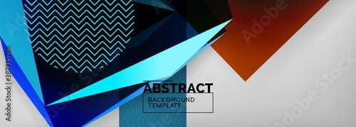 Low poly 3d geometric shapes, minimal abstract background. Vector illustrations for covers, banners, flyers and posters and other