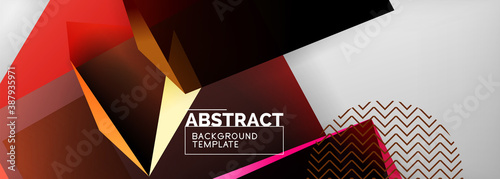 Low poly 3d geometric shapes, minimal abstract background. Vector illustrations for covers, banners, flyers and posters and other
