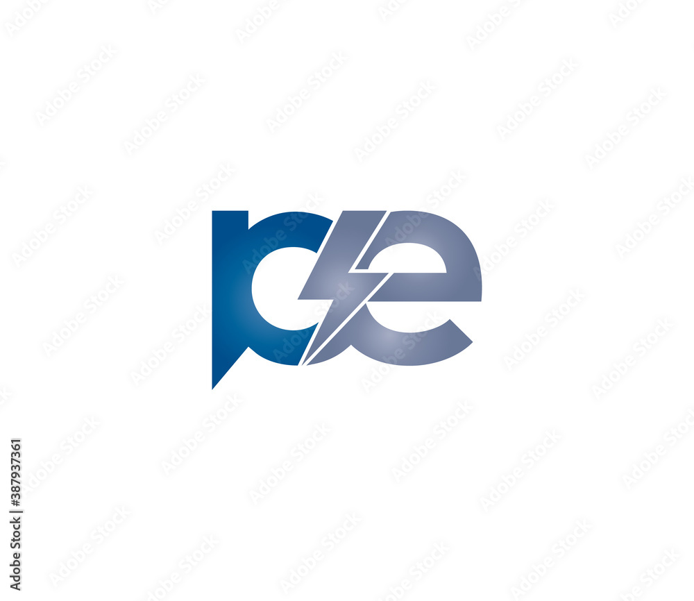 PE Alphabet Electric Logo Design Concept PE Alphabet Electric Logo Design Concept