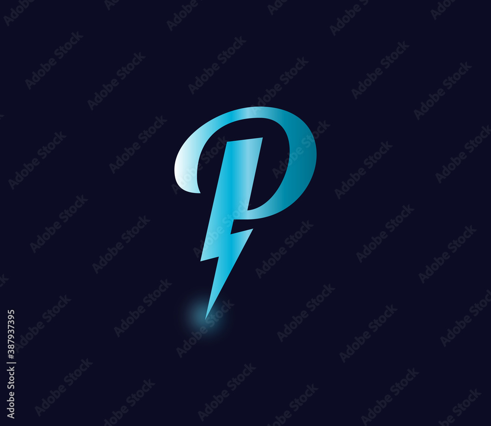 P Alphabet Electric Logo Design Concept P Alphabet Electric Logo Design Concept
